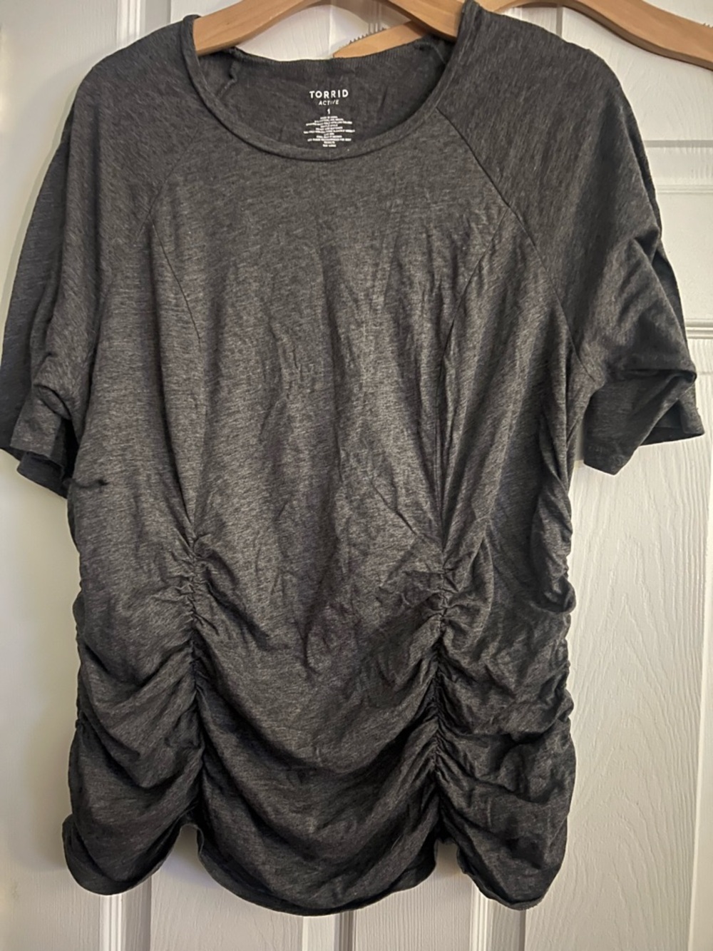 torrid Dark Charcoal Ruched Short Sleeve Tee